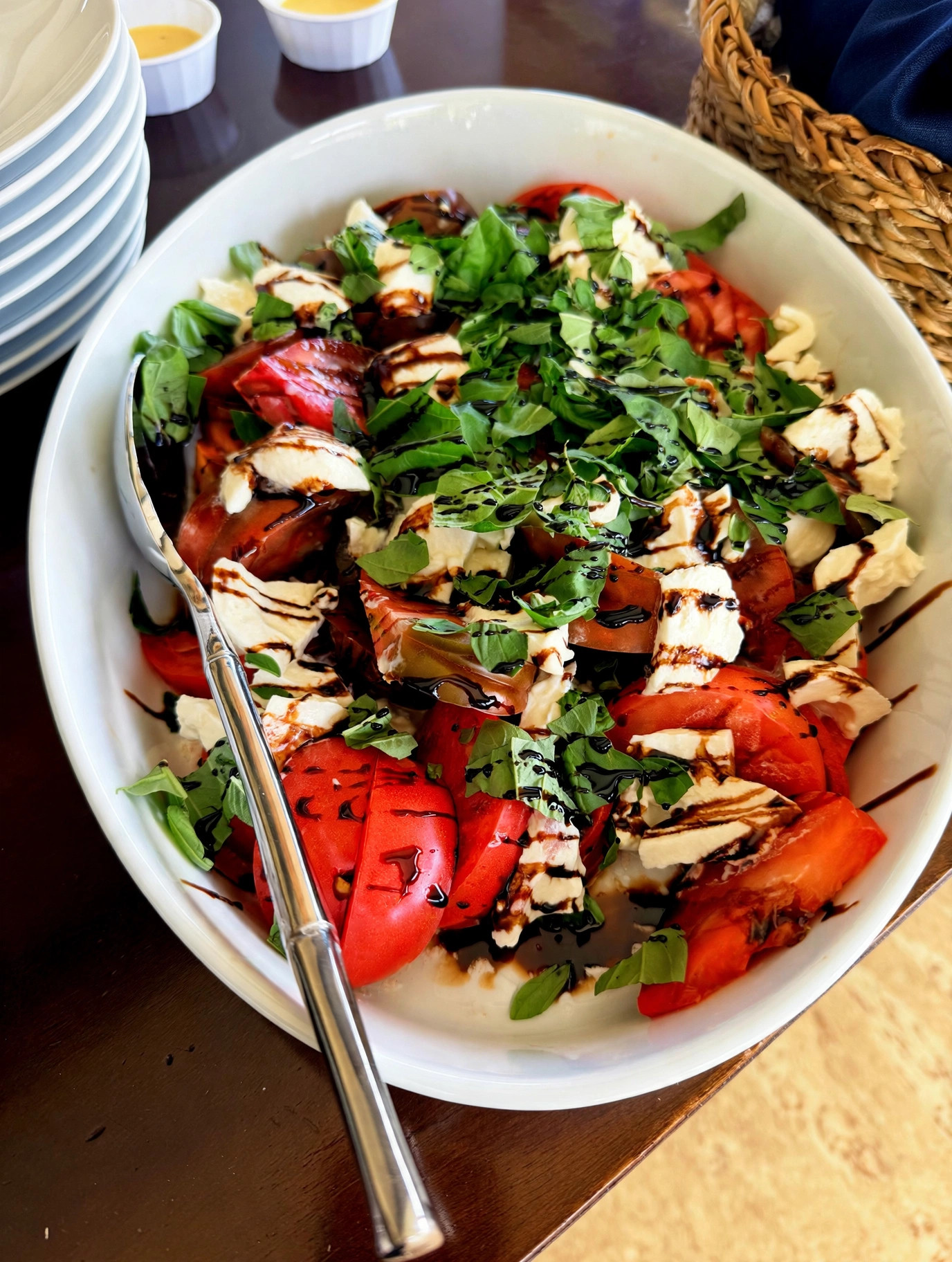 Heirloom tomato, mozzarella and basil with balsamic