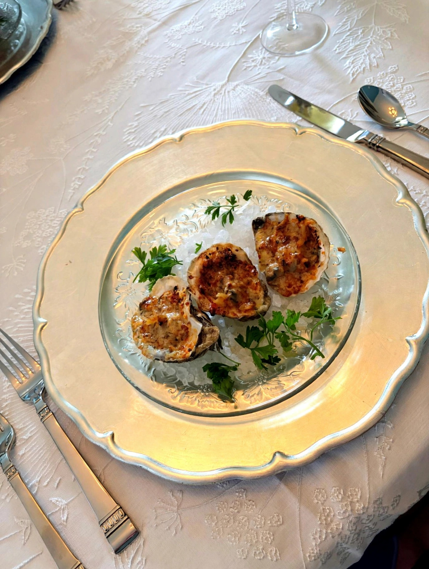 Fresh oysters on ice by Chef Tony