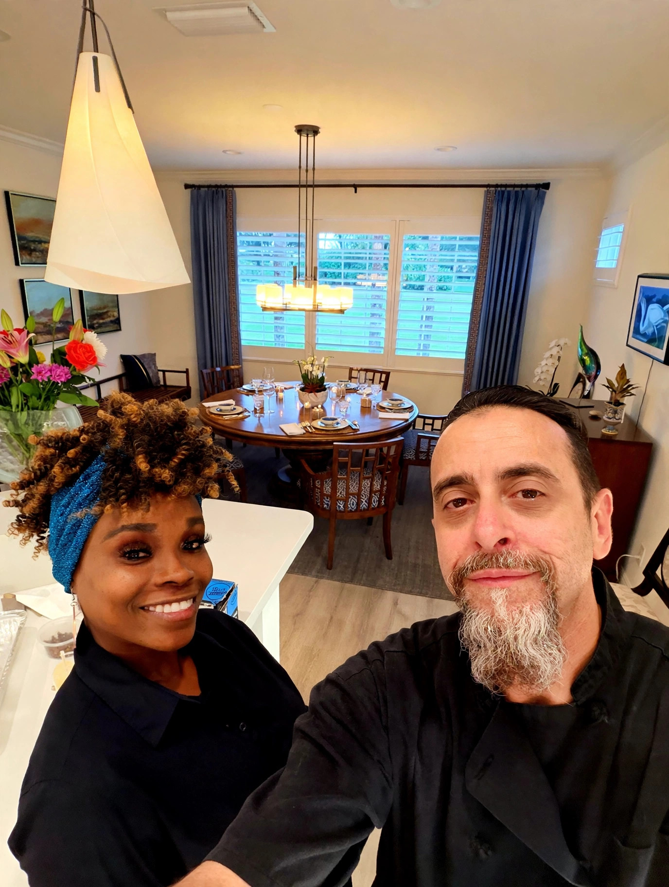 Chef Tony and his wife in a client's dining room