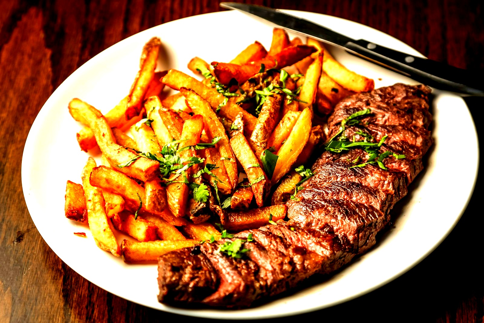 Plated steak frites