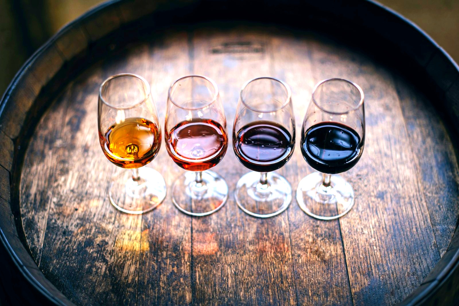 Wine tasting in a dark dining room